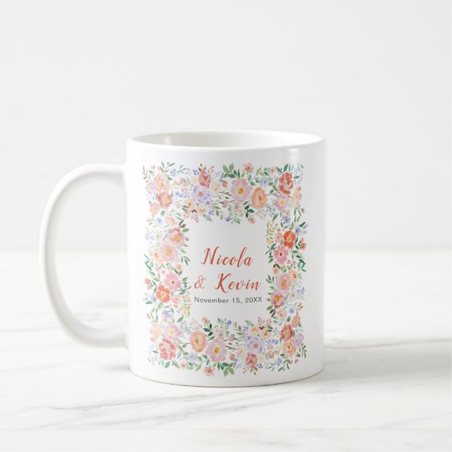 Spring Floral Flowers Wedding  Kaffemugg (Vänster)