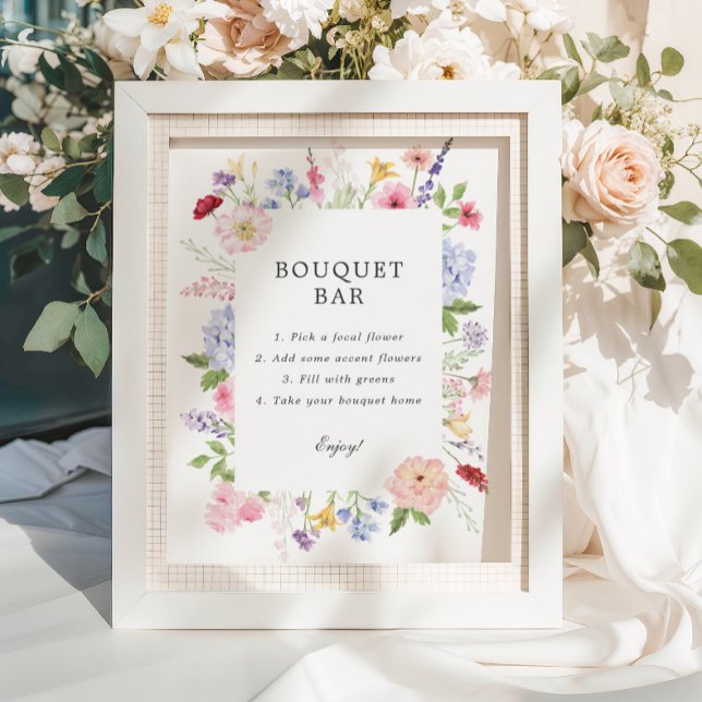 Spring Floral Frame Bouquet Bar Poster (Skapare uppladdad)