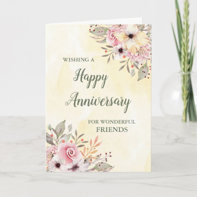 Spring Floral Friends Wedding Anniversary Kort (Framsida)