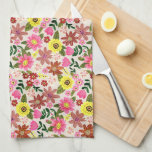 Spring Floral Garden Easter Kitchen Tea  Kökshandduk<br><div class="desc">Bring the cheerful beauty of spring into your kitchen with this colorful floral Easter kitchen towel. The vibrant botanical pattern features blooming garden flowers in pink, yellow, and warm earthy tones, creating a joyful wildflower-inspired design. The hand-drawn floral illustration adds a fresh and lively seasonal touch that brightens everyday kitchen...</div>