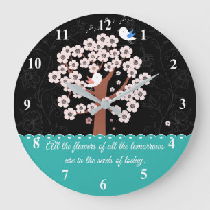 Spring Floral Garden Encouragement Quotation Stor Klocka