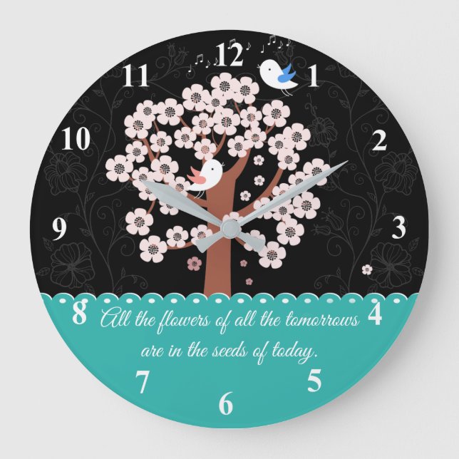 Spring Floral Garden Encouragement Quotation Stor Klocka (Framsida)