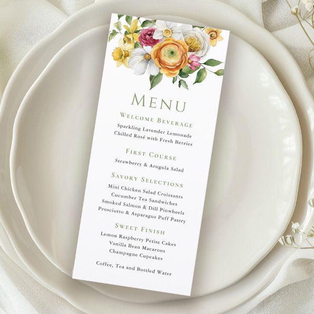 Spring Floral Garden Party Menu Meny (Skapare uppladdad)