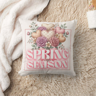 Spring Floral Hearts Decorative Pillow Kudde