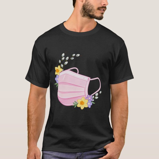 Spring Floral Medical Mask Illustration T Shirt (Framsida)