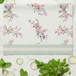 Spring Floral Pattern Watercolor Botanical Kökshandduk