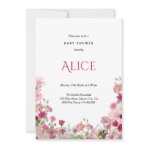 Spring Floral Pink Baby Shower Invitation Chic