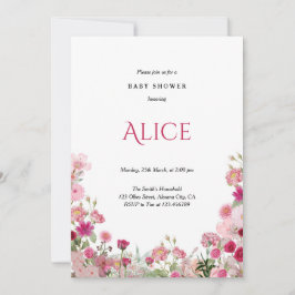 Spring Floral Pink Baby Shower Invitation Chic Inbjudningar
