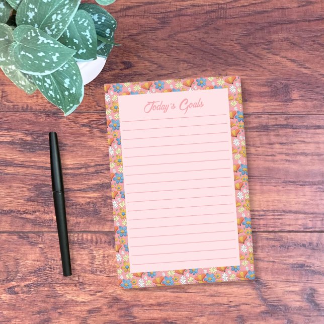 Spring Floral Post-It Notes Block (Spring floral pattern ruled sticky notes . Customize them with your own text . )