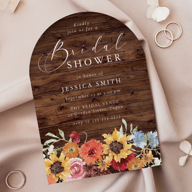 Spring Floral Rustic Wood Modern Bridal Shower  Inbjudningar (Skapare uppladdad)
