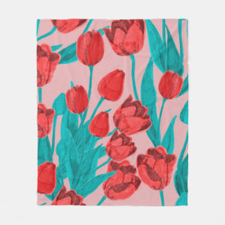 Spring floral seamless pattern with hand drawn tul fleecefilt