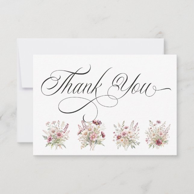 Spring Floral Thank You Card Tack Kort (Framsida)