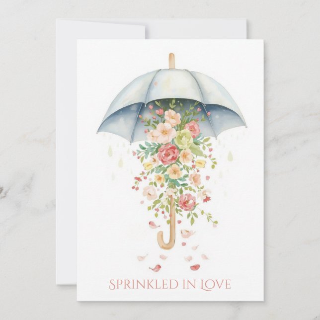 Spring Floral Umbrella Watercolor Baby Sprinkle Inbjudningar (Framsida)
