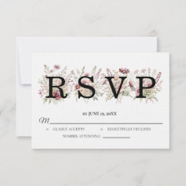 Spring Floral Wedding RSVP card OSA Kort