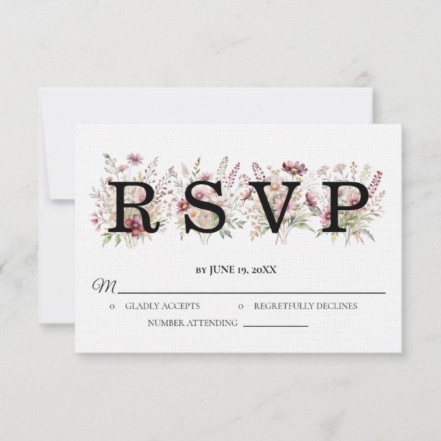 Spring Floral Wedding RSVP card OSA Kort (Framsida)