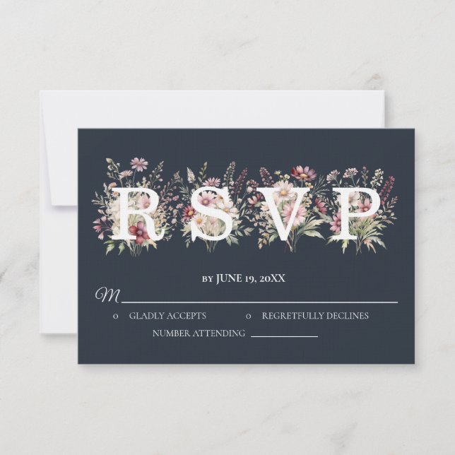 Spring Floral Wedding RSVP card OSA Kort (Framsida)