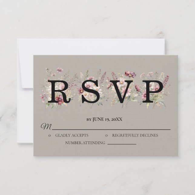 Spring Floral Wedding RSVP card OSA Kort (Framsida)
