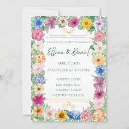 Spring Floral Wildflower Wedding Invitation  Inbjudningar