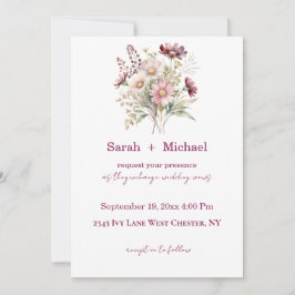 Spring Floral Wine Wedding Invitation Inbjudningar