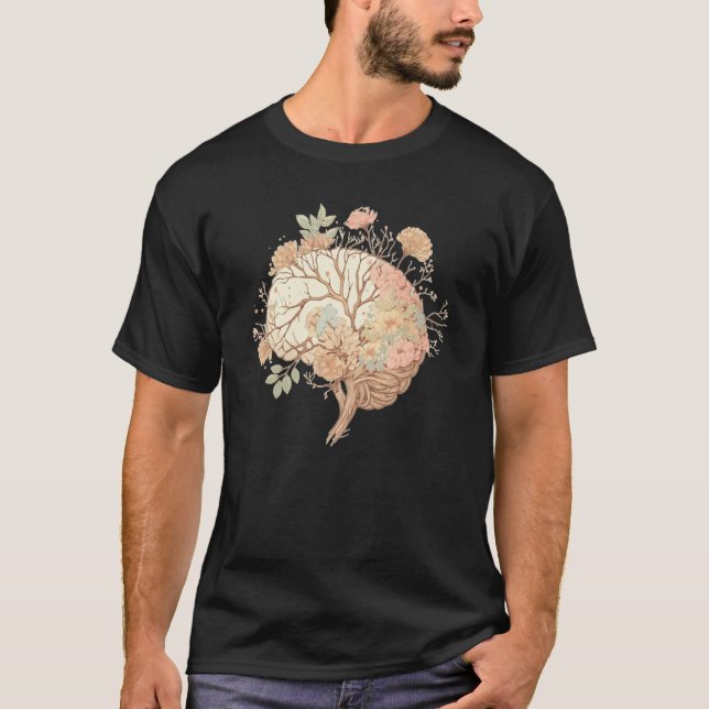 Spring Flower Neurologist Floral Brain Neuroscienc T Shirt (Framsida)