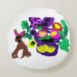 Spring flowers Rabbit joy Rund Kudde