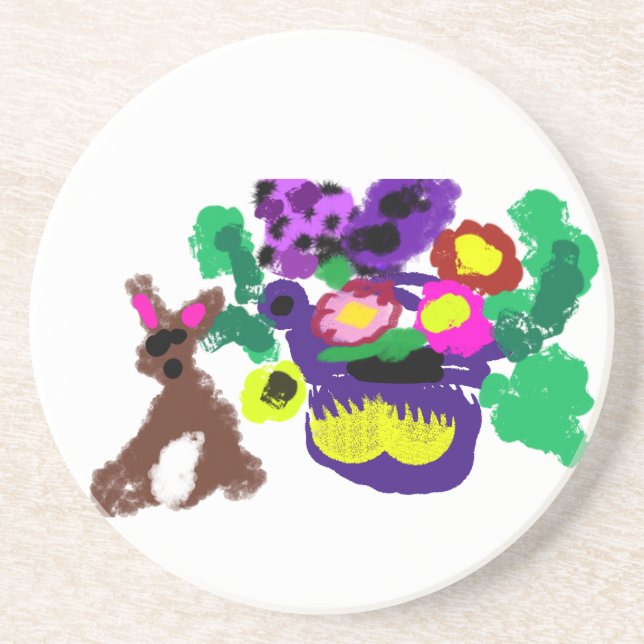 Spring flowers Rabbit joy Underlägg (Framsidan)