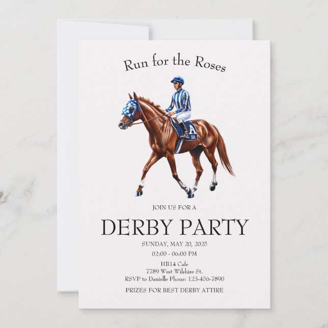 Spring för Rosorna Kentucky Derby Festinladan Inbjudningar (Framsida)