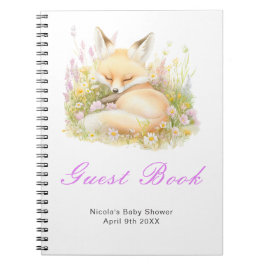 Spring Fox Baby Shower Guest Book Anteckningsbok