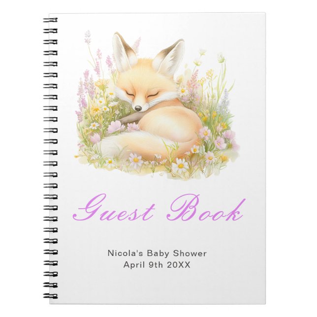 Spring Fox Baby Shower Guest Book Anteckningsbok (Framsidan)
