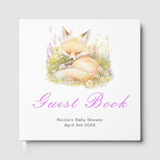 Spring Fox Baby Shower Guest Book Gästböcker (Framsida)