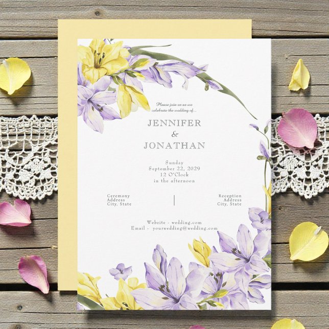 Spring Freesia Wreath Wedding Invitation Inbjudningar (Skapare uppladdad)