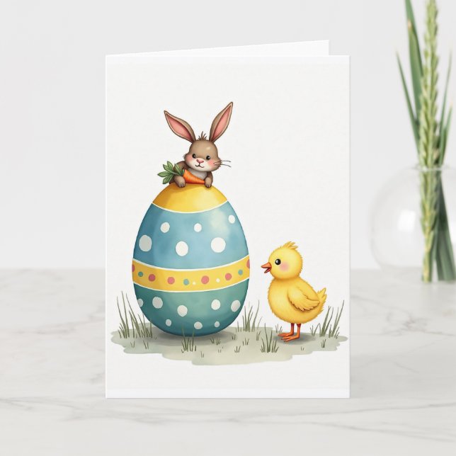 Spring Friends Happy Egg Card Kort (Framsida)