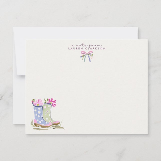 Spring Garden Boots Note Card Inbjudningar (Framsida)