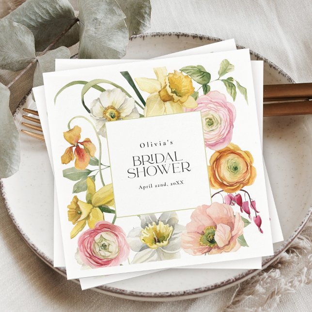 Spring Garden Bright Floral Bridal Shower  Pappersservett (Skapare uppladdad)
