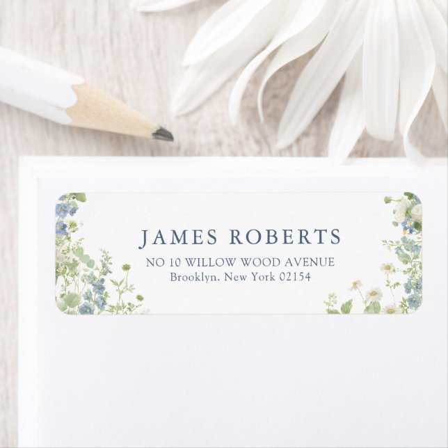 Spring Garden Floral Wedding Address Label Returadress Etikett (Insitu)