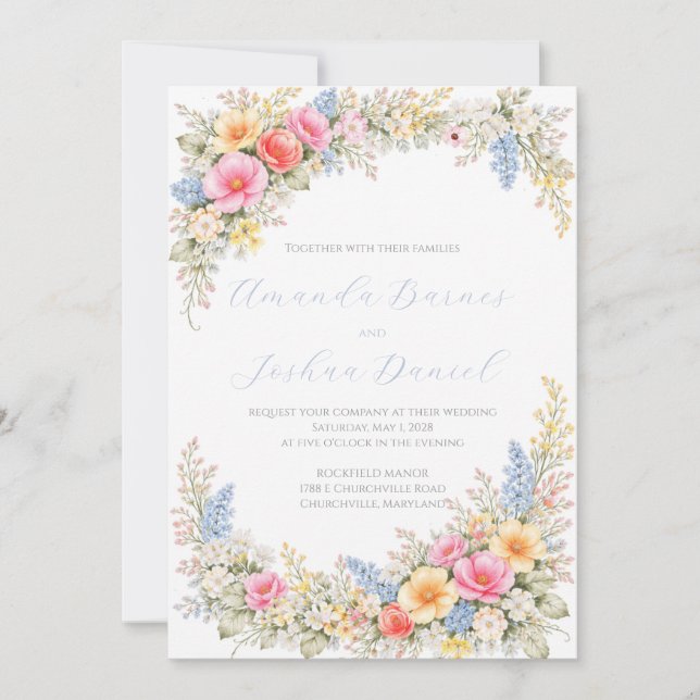 Spring Garden Floral Wedding Invitation Inbjudningar (Framsida)