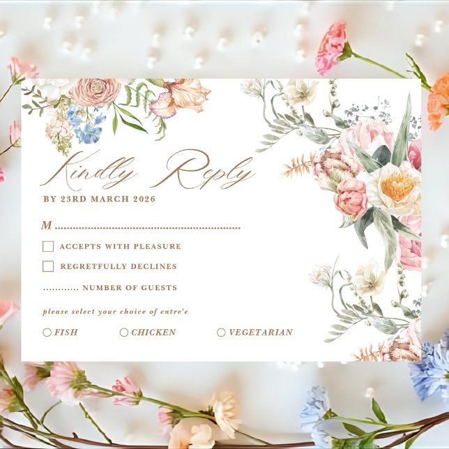 Spring garden pastel floral wildflower wedding OSA kort (Skapare uppladdad)