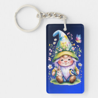 Spring Gnome with Bunny and Bluebird