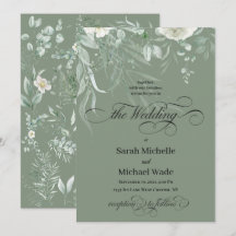 Spring Greenery Calligraphy Wedding Invitation