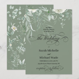Spring Greenery Calligraphy Wedding Invitation Inbjudningar