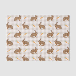 Spring Hare And Carrots Beige Gingham Easter
