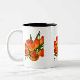 Spring Harmony – Orange & Yellow Tulips Två-Tonad Mugg