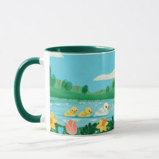Spring Harmony – Whimsical Duck Family by the Lake Mugg