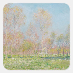 Spring in Giverny (1890) Claude Monet fine art Fyrkantigt Klistermärke