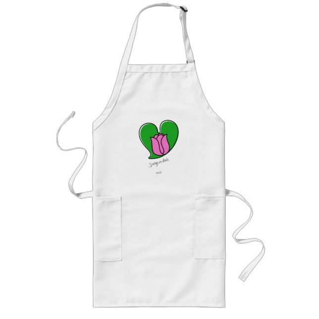 Spring in Love - Pink Tulips Long Apron Långt Förkläde (Framsidan)