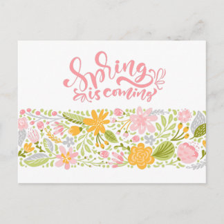 Spring Is Coming Floral Greeting Card Vykort