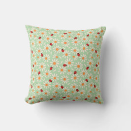 Spring Ladybugs and Daisies Throw Pillow Kudde