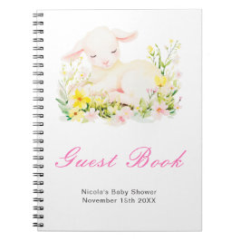 Spring Lamb Baby Shower Guest Book Anteckningsbok