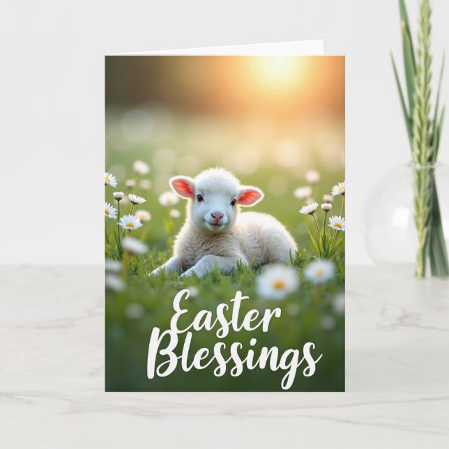 Spring Lamb Easter Blessings Card Kort (Framsida)