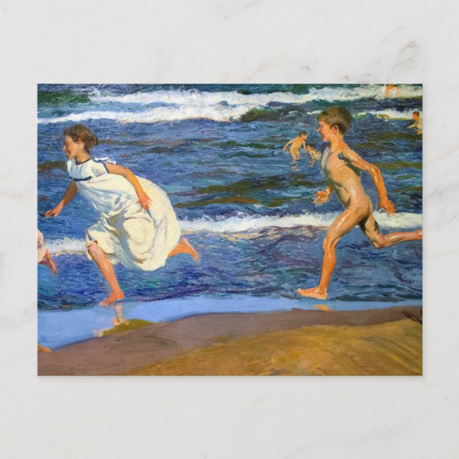 Spring längs stranden av Joaquin Sorolla Vykort (Framsida)